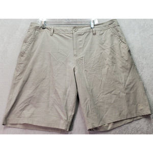 Hang Ten‎ Board Shorts Mens Size 40 Tan Polyester Slash Pockets Logo Medium Wash
